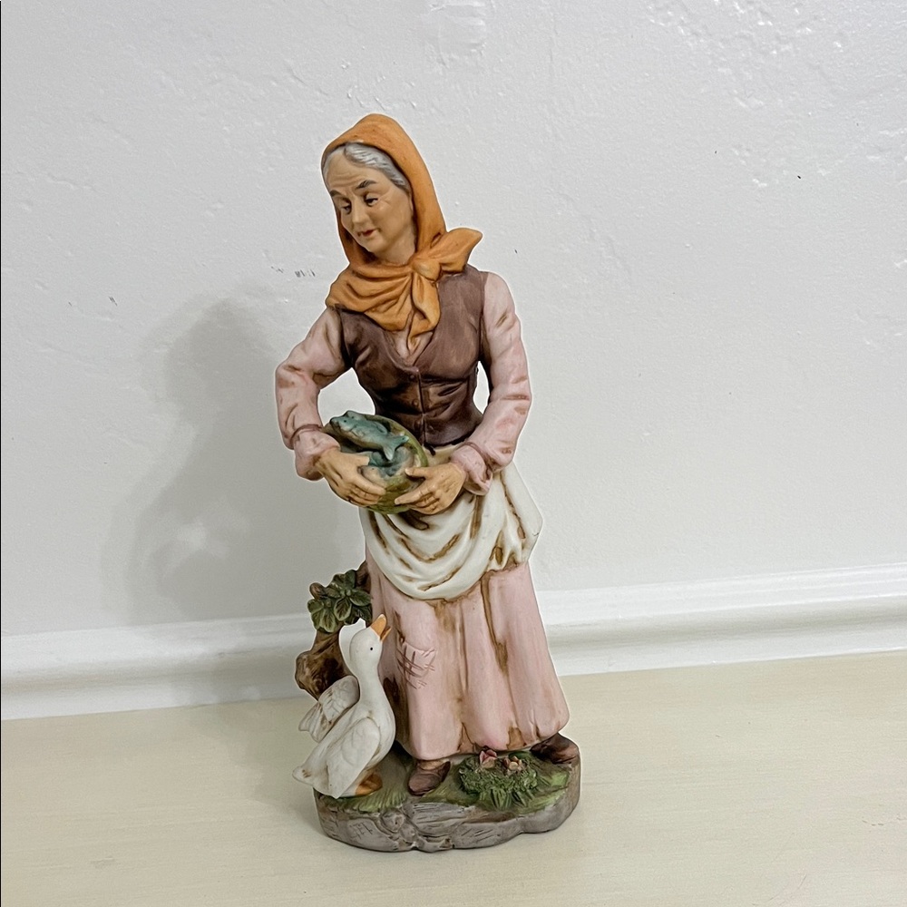 Charming Figurine with Woman and Goose